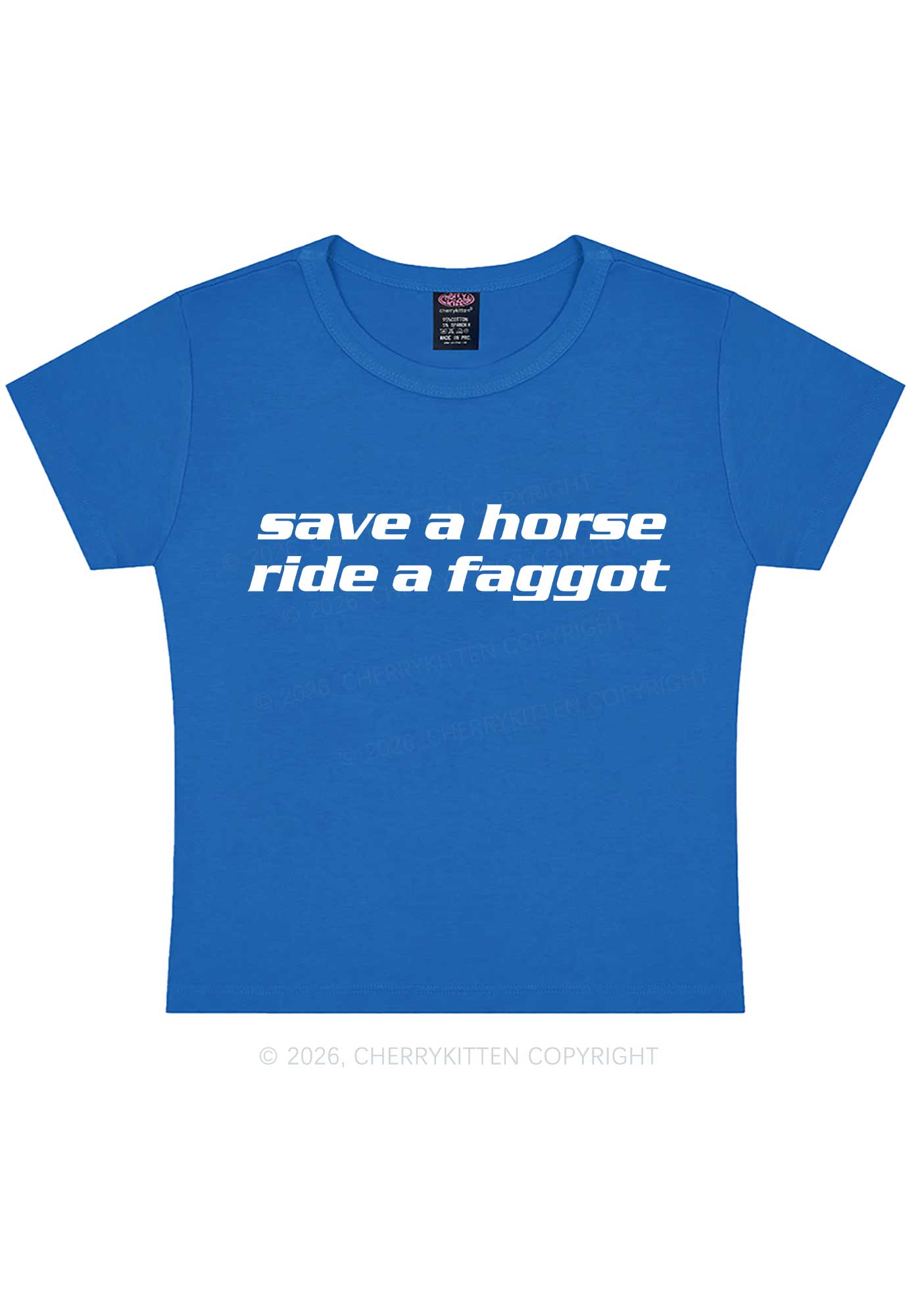 Save Horse Ride Faggot Pride Y2K Baby Tee Cherrykitten