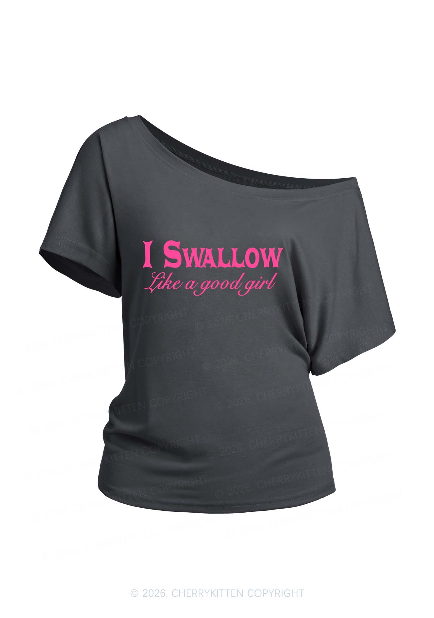 Swallow Like Good Girl Y2K Off Shoulder Tee Cherrykitten
