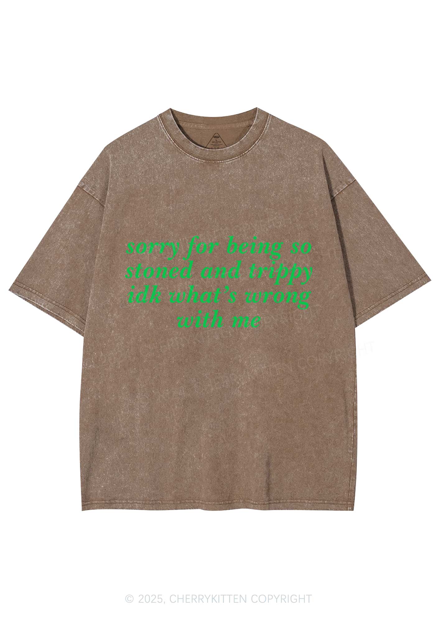 Sorry For Being Stoned And Trippy Y2K Shirts Washed Tee Cherrykitten