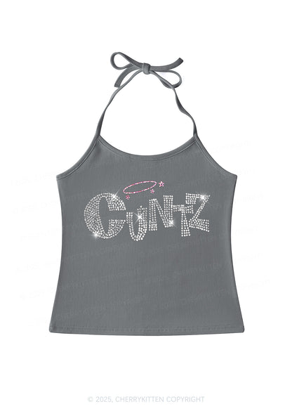 Rhinestone Cxntz Y2K Halter Neck Cami Cherrykitten