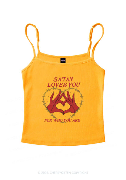 Satan Loves You Heart Halloween Y2K Spaghetti Strap Cami Cherrykitten