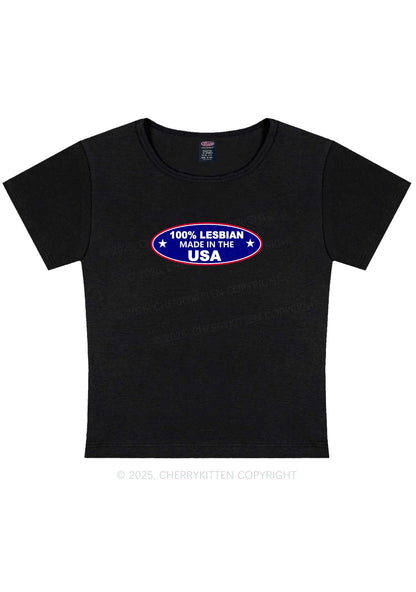 Lesbian Made In USA Y2K Baby Tee Cherrykitten