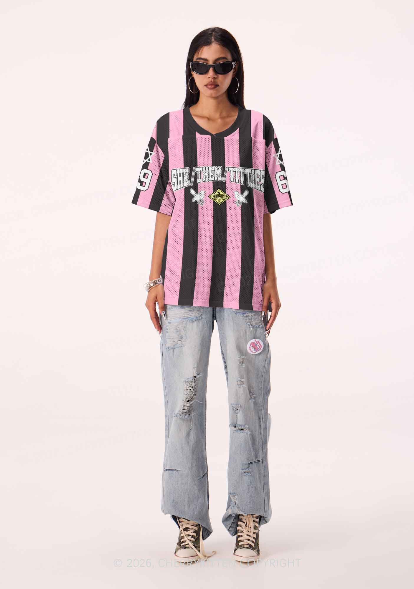 Pink Stripes She Them Txtties Pride Y2K Sport Jersey Shirts Cherrykitten