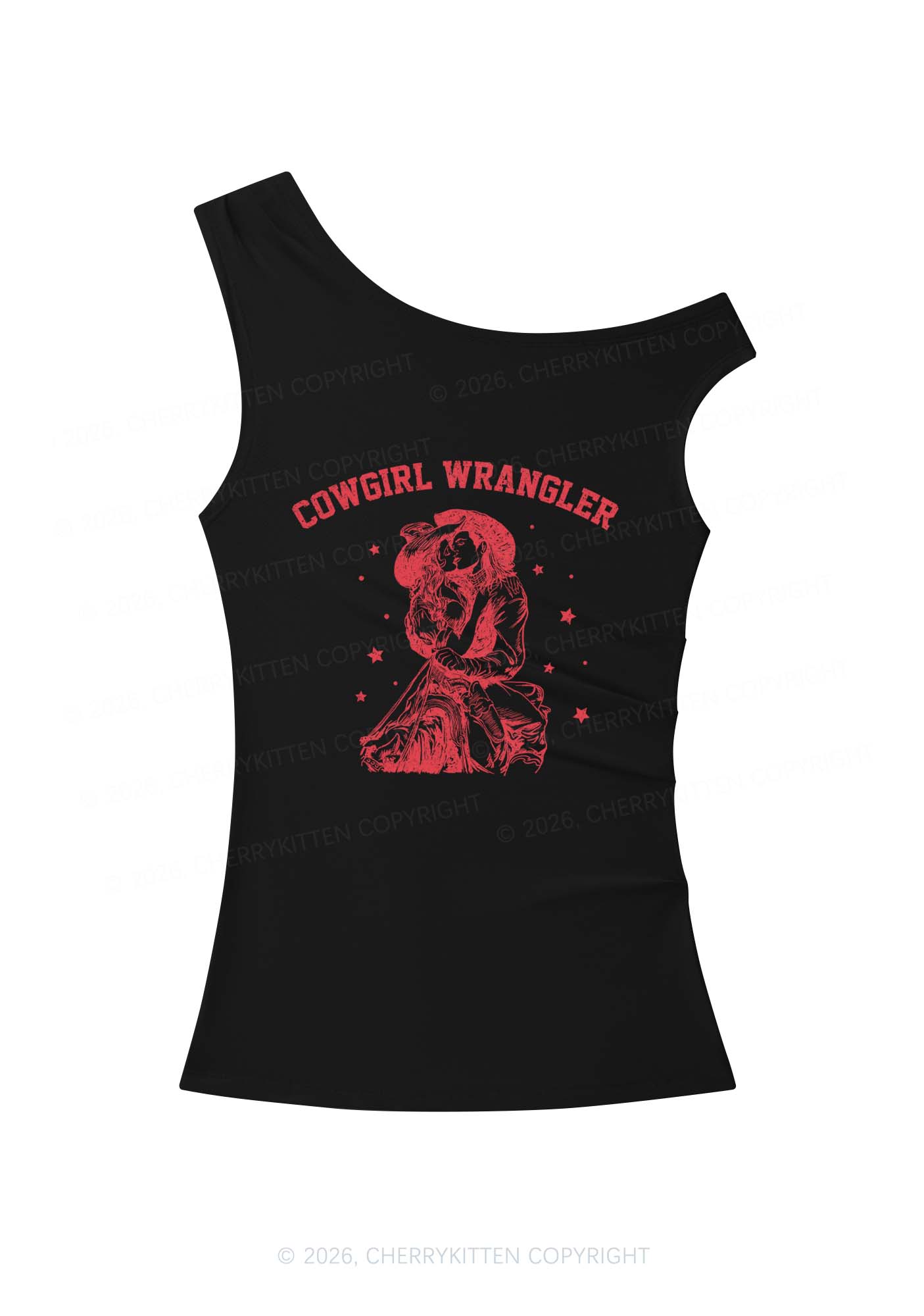 Cowgirl Wrangler Y2K Off Shoulder Tank Top Cherrykitten