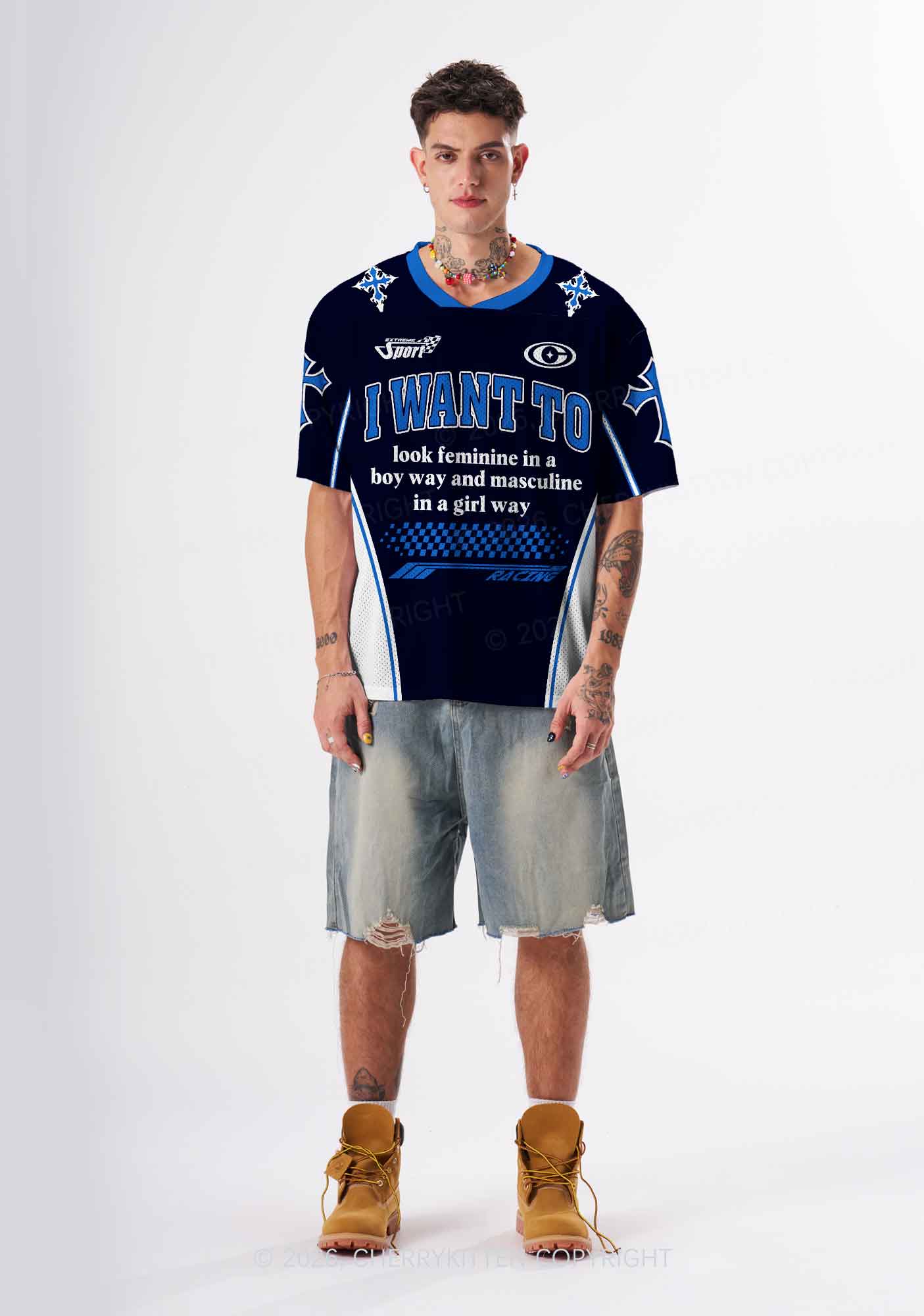 I Want To Feminine Masculine Pride Y2K Sport Jersey Shirts Cherrykitten