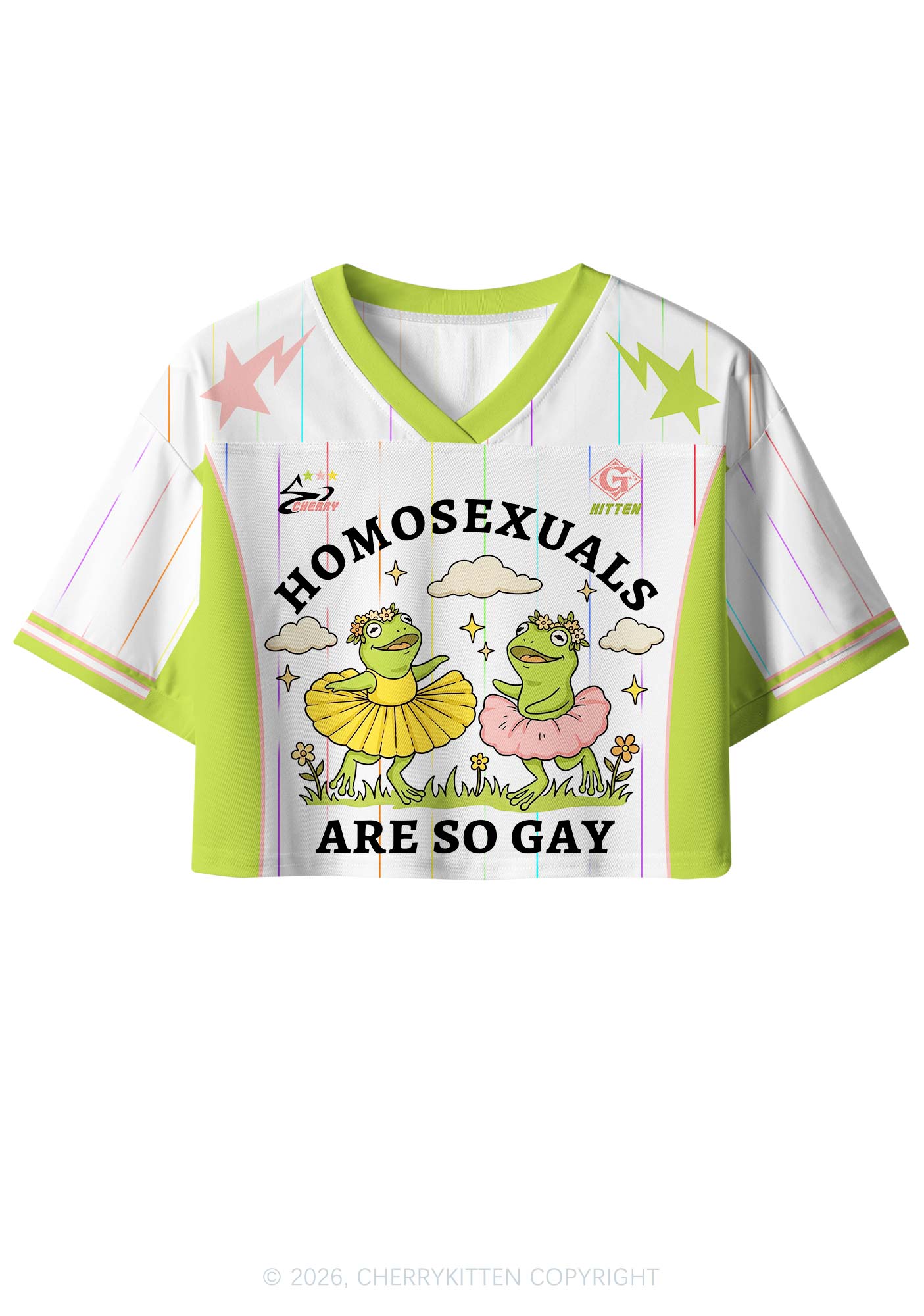 Homosexuals Are So Gay Pride Y2K Crop Sport Jersey Shirts Cherrykitten