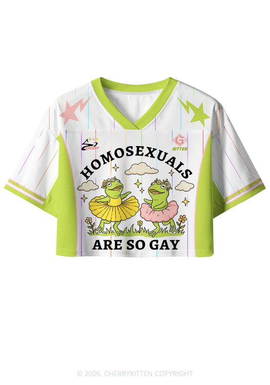 Homosexuals Are So Gay Pride Y2K Crop Sport Jersey Shirts Cherrykitten