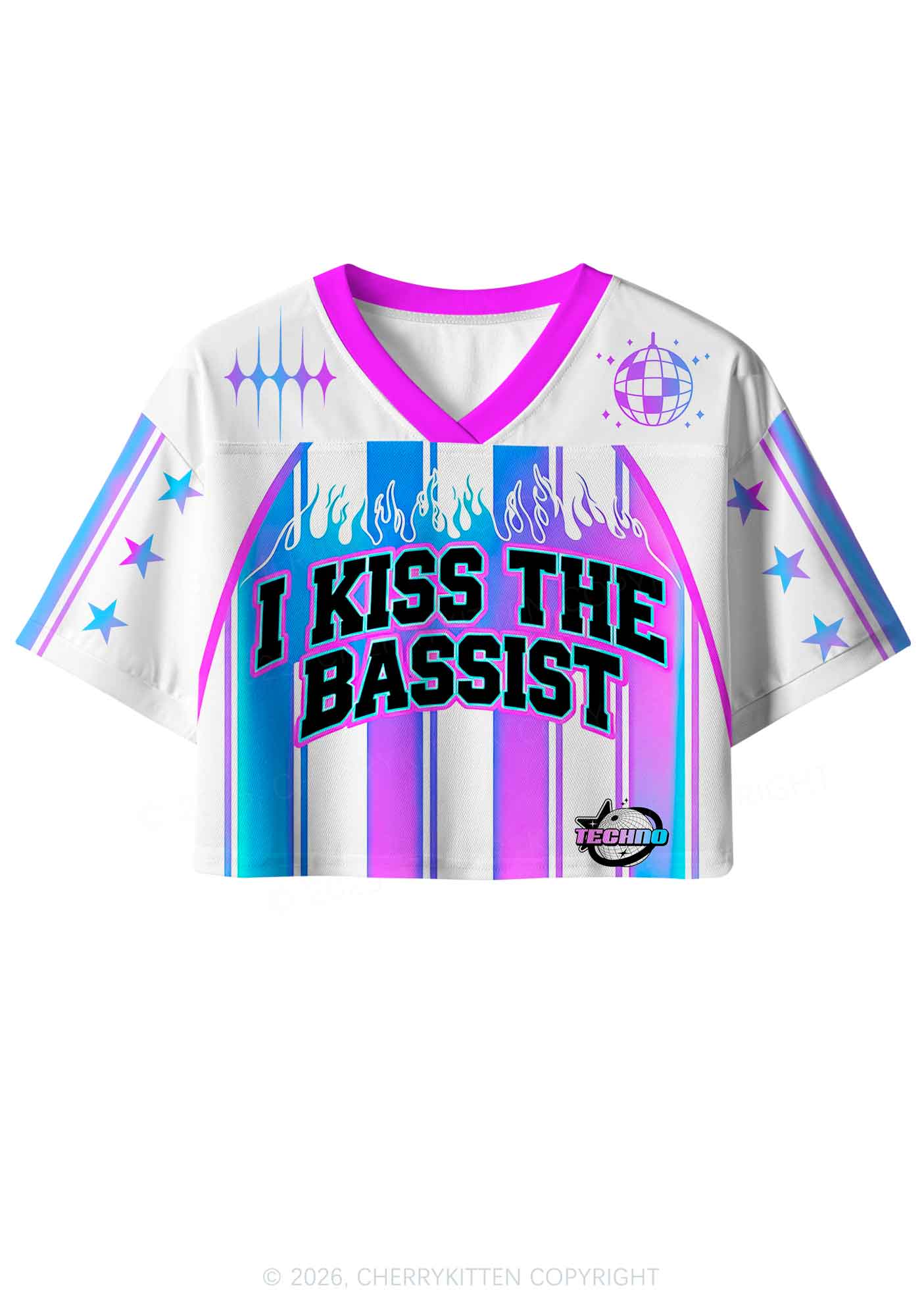 I Kiss The Bassist Y2K Crop Sport Jersey Shirts Cherrykitten