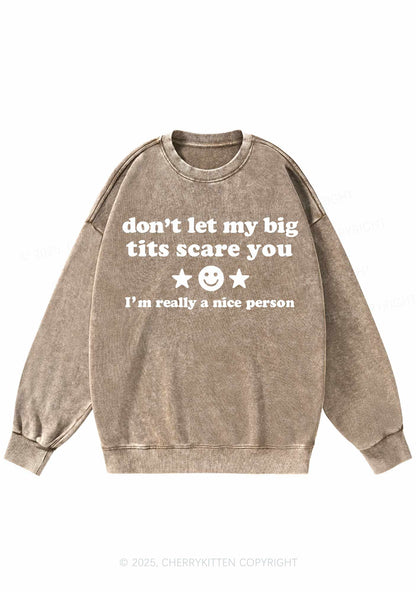 Dont Let My Big Txts Scare You Y2K Washed Sweatshirts Cherrykitten