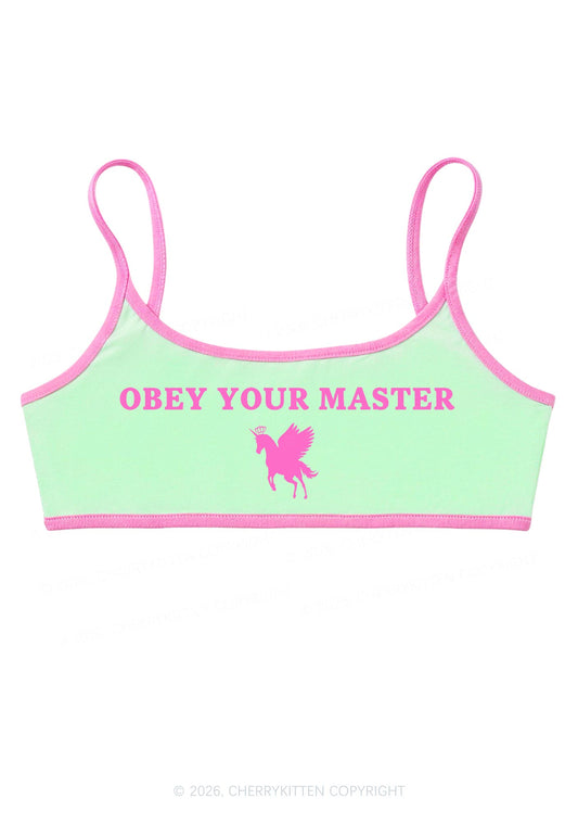 Obey Your Master Unicorn Y2K Super Crop Cami Cherrykitten