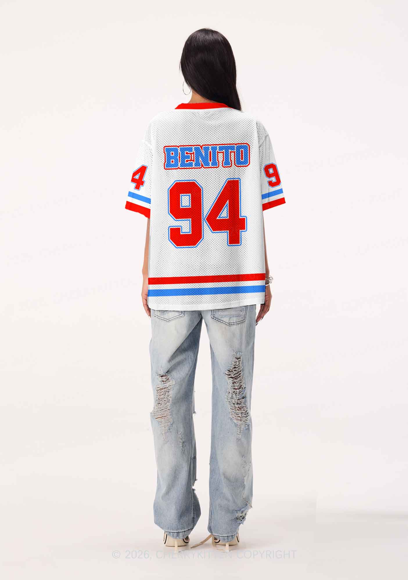 Red Blue Stripe Bunny Y2K Sport Jersey Shirts Cherrykitten