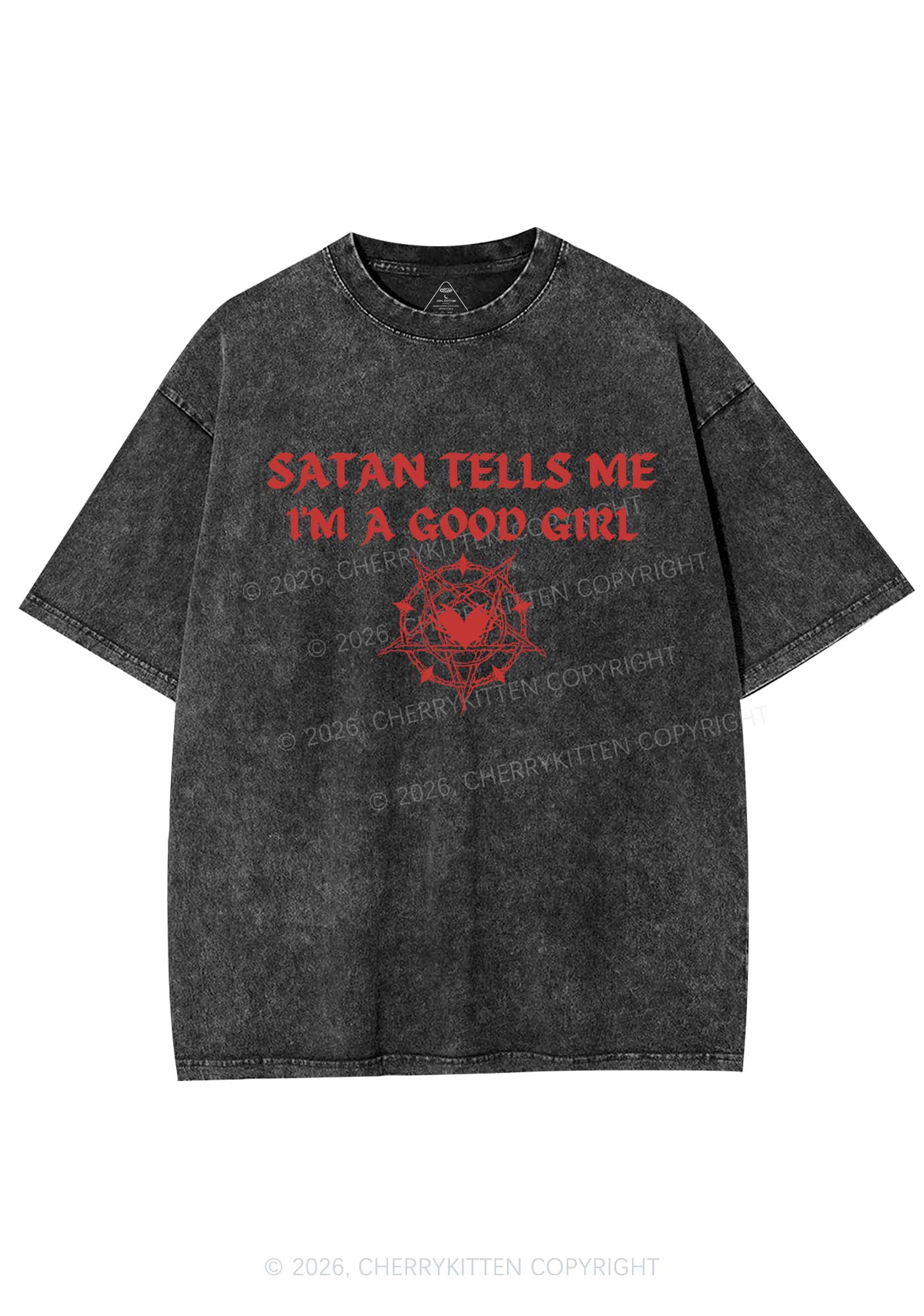 Halloween Im A Good Girl Y2K Shirts Washed Tee Cherrykitten