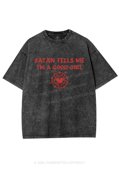 Halloween Im A Good Girl Y2K Shirts Washed Tee Cherrykitten