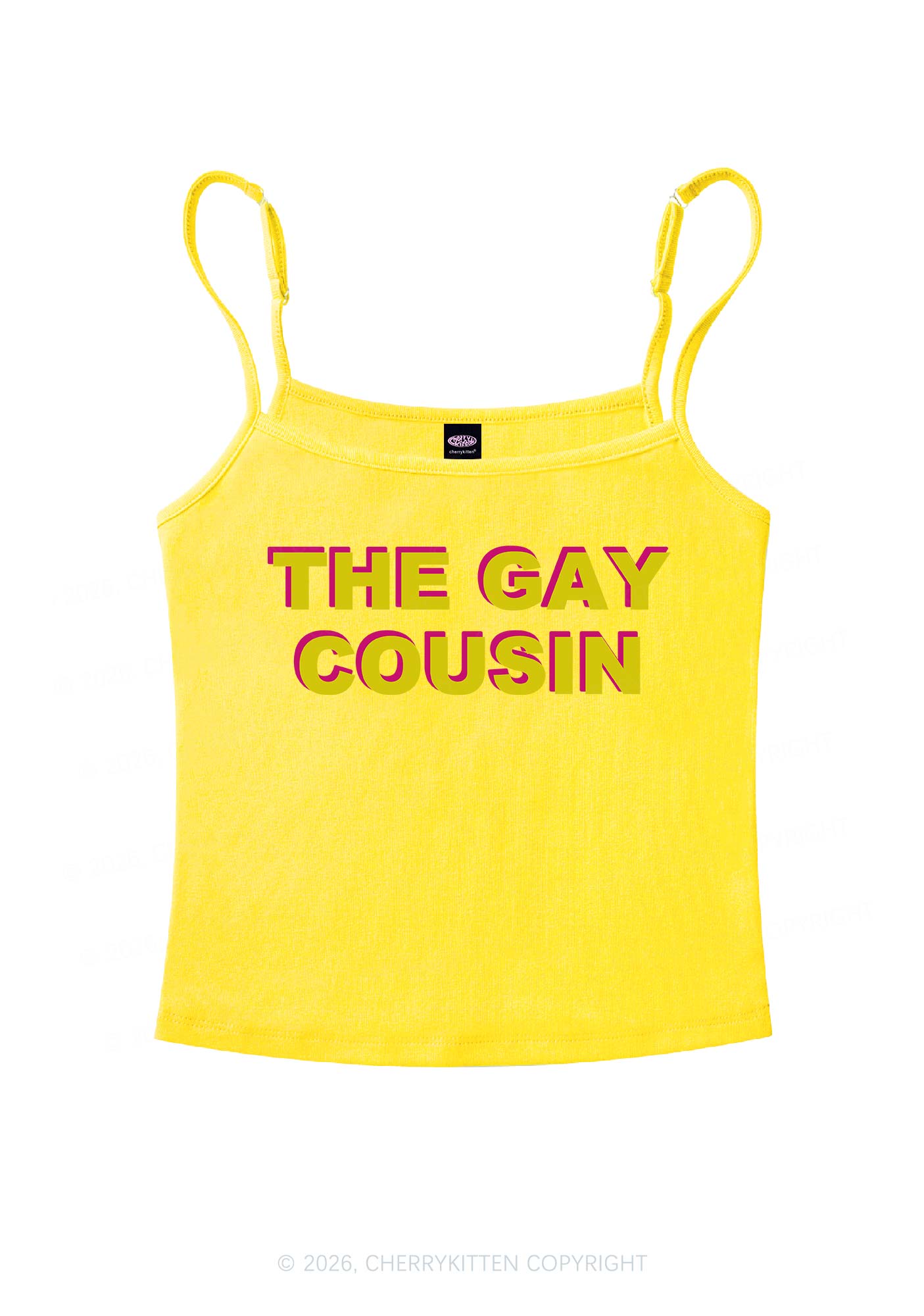 The Gay Cousin Pride Y2K Spaghetti Strap Cami Cherrykitten