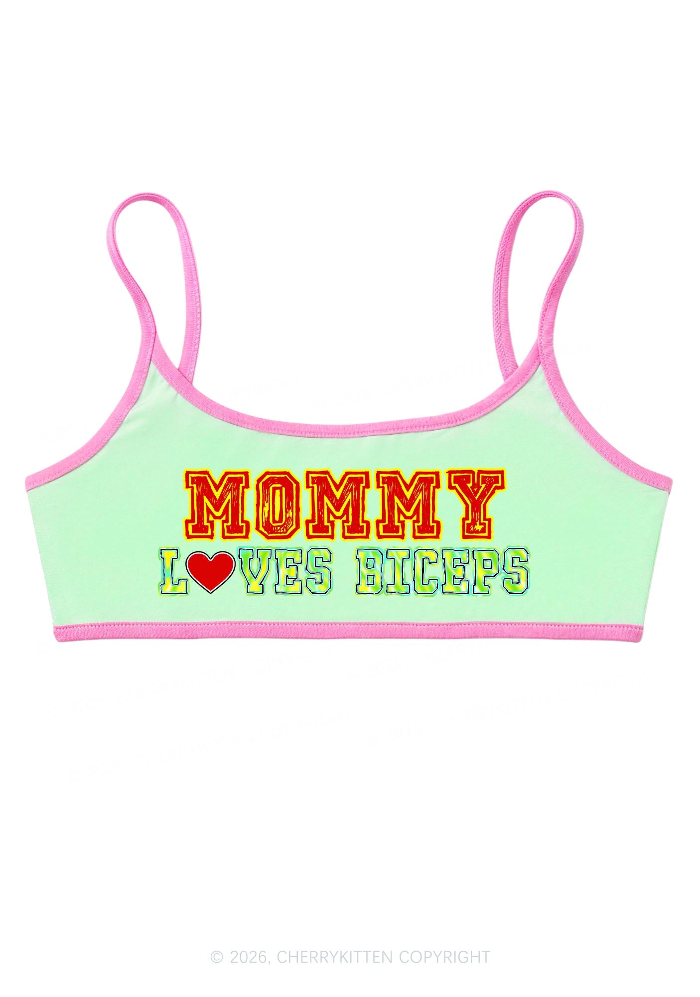 Mommy Loves Biceps Y2K Super Crop Cami Cherrykitten