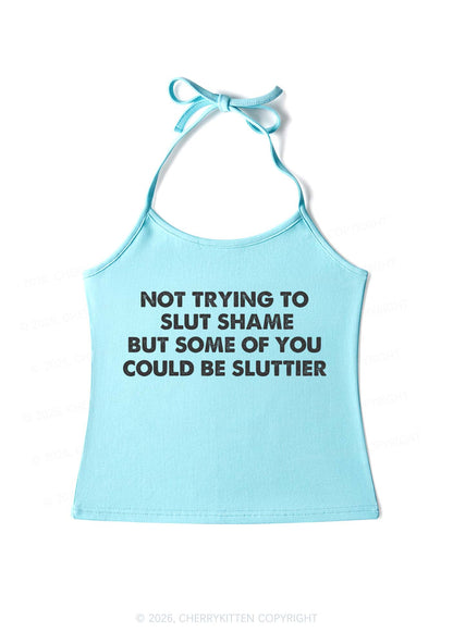 Not Trying To Slxt Shame Y2K Halter Neck Cami Cherrykitten