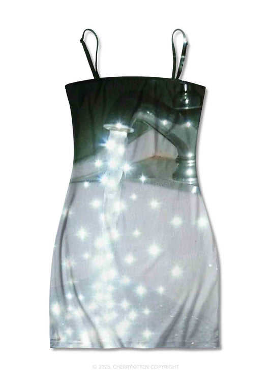 Starry Stream Y2K Print Slip Dress Cherrykitten
