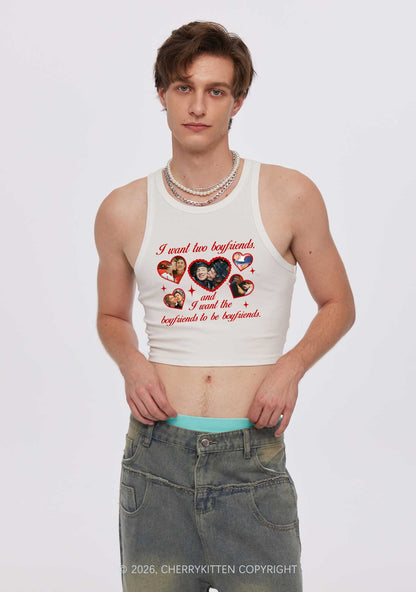 I Want Two Boyfriends HR Y2K Crop Tank Top Cherrykitten