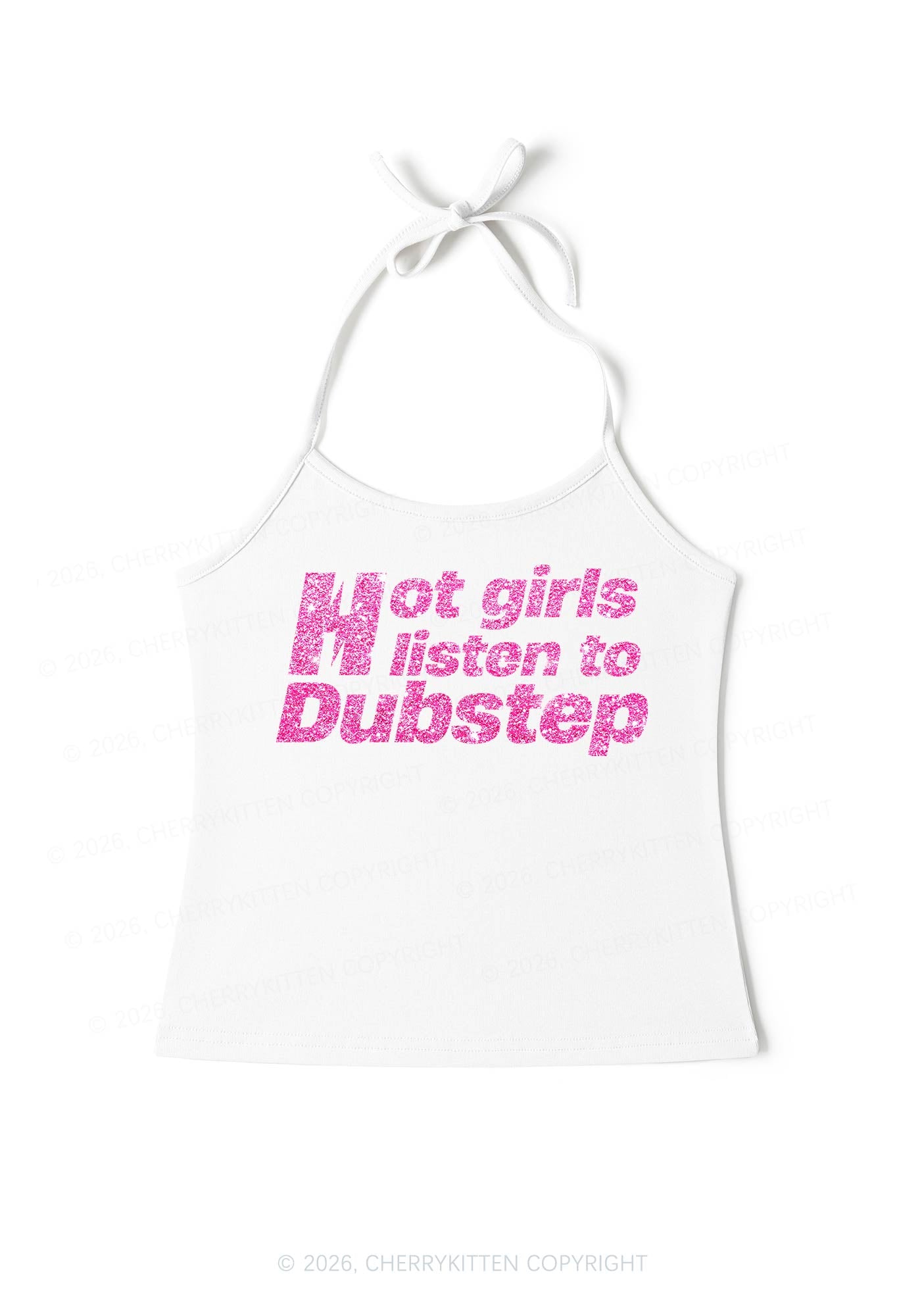 Glitter Hot Girls Listen To Dubstep Y2K Halter Neck Cami Cherrykitten
