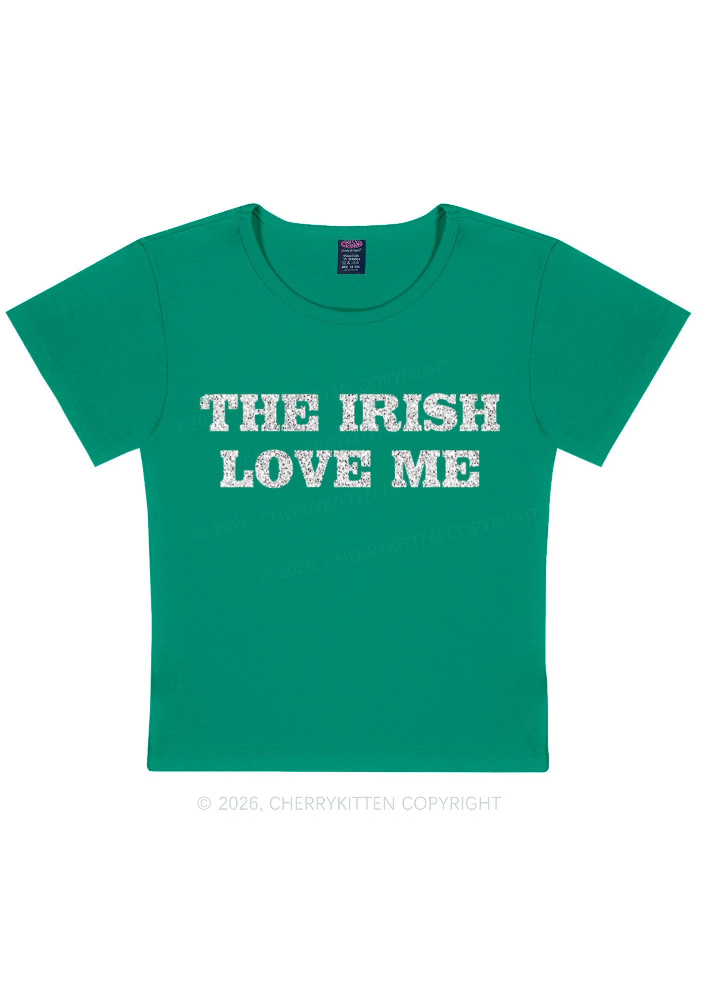 Glitter The Irish Love Me St Patricks Y2K Baby Tee Cherrykitten