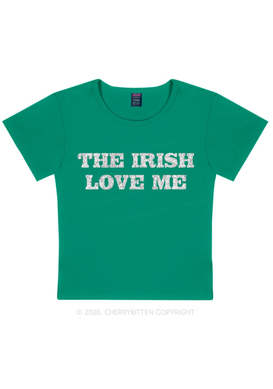 Glitter The Irish Love Me St Patricks Y2K Baby Tee Cherrykitten