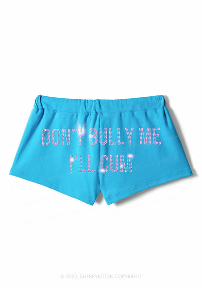 Rhinestone Dont Bully Me Y2K Drawstring Mini Shorts Cherrykitten