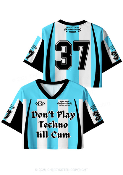 Custom Skyblue Dont Play Techno Y2K Crop Sport Jersey Shirts Cherrykitten