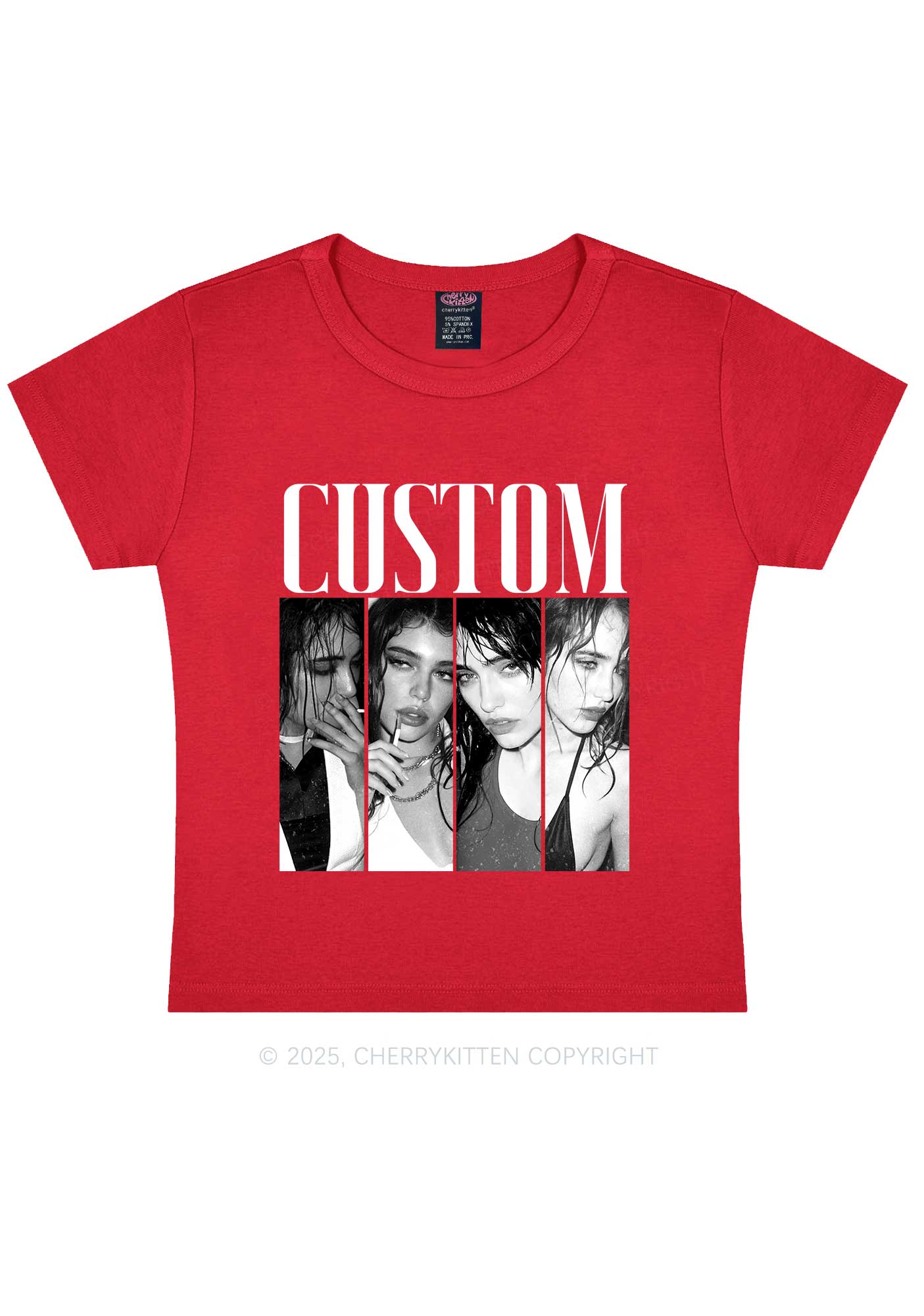 Custom Baddie Girls Photo Y2K Baby Tee Cherrykitten