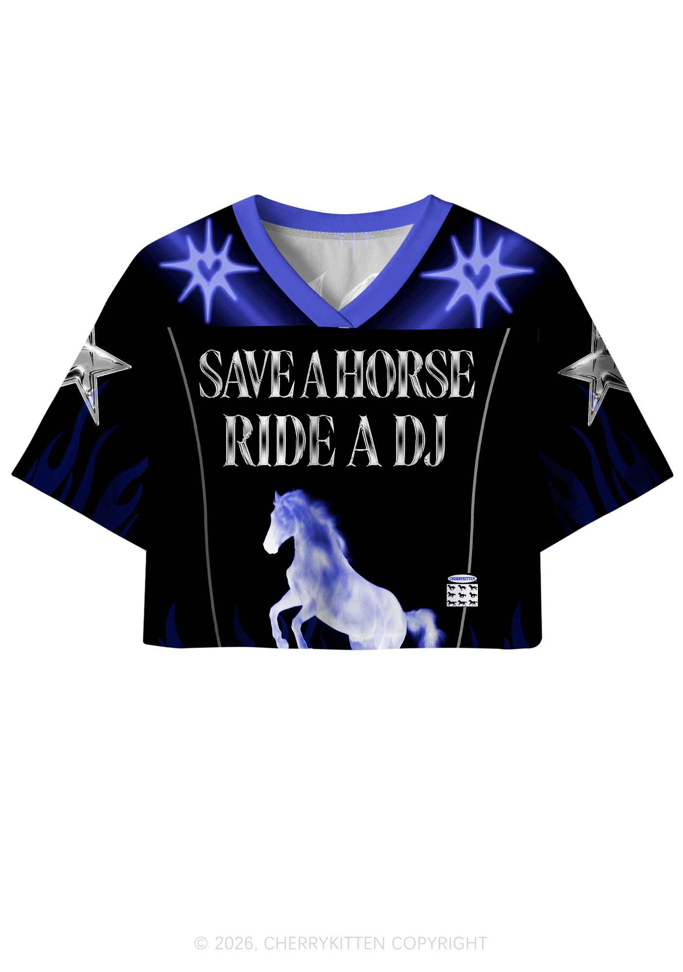 Ride A DJ Horse Y2K Crop Sport Jersey Shirts Cherrykitten