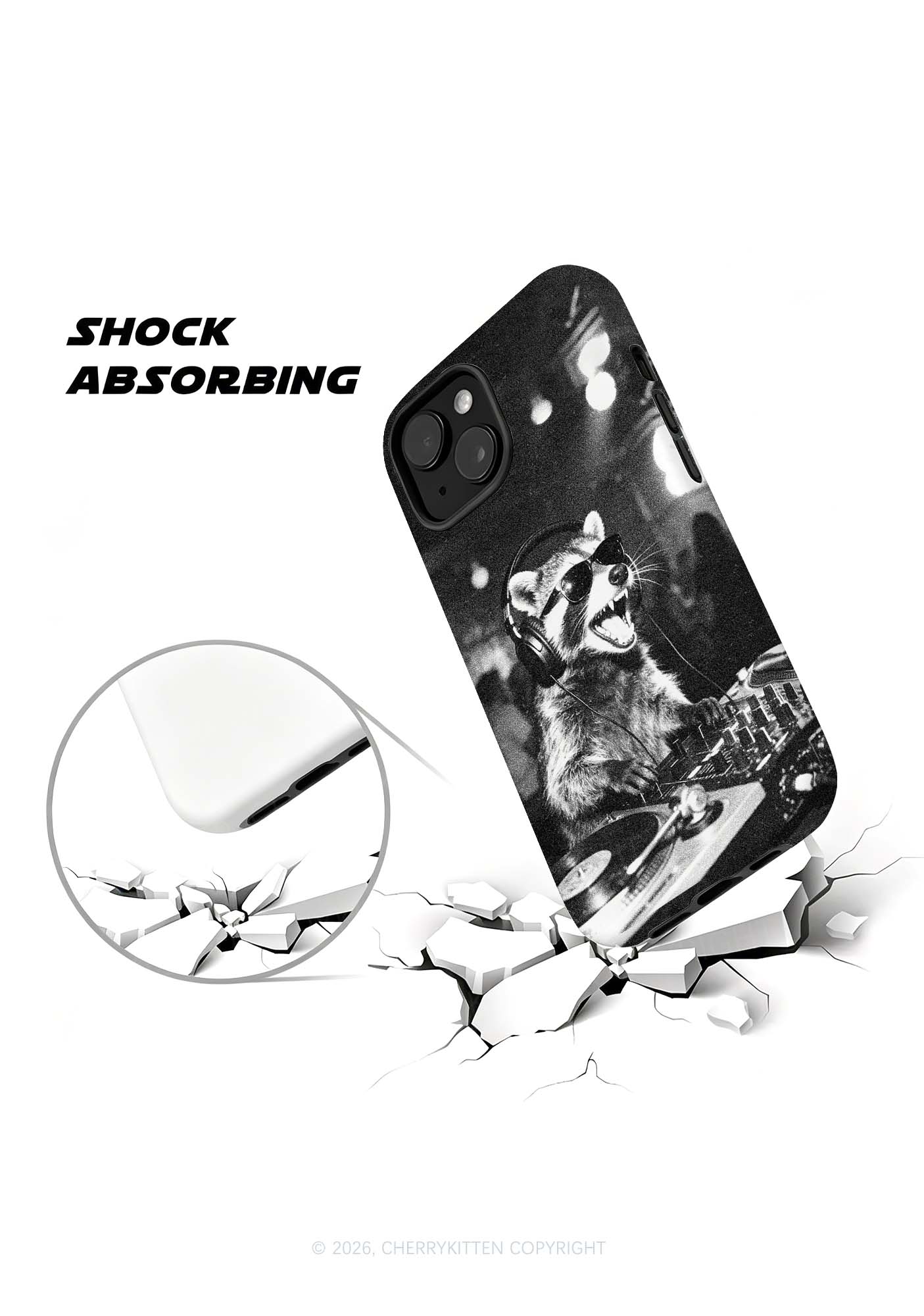 DJ Raccoon Turntable Y2K Phone Case Cherrykitten
