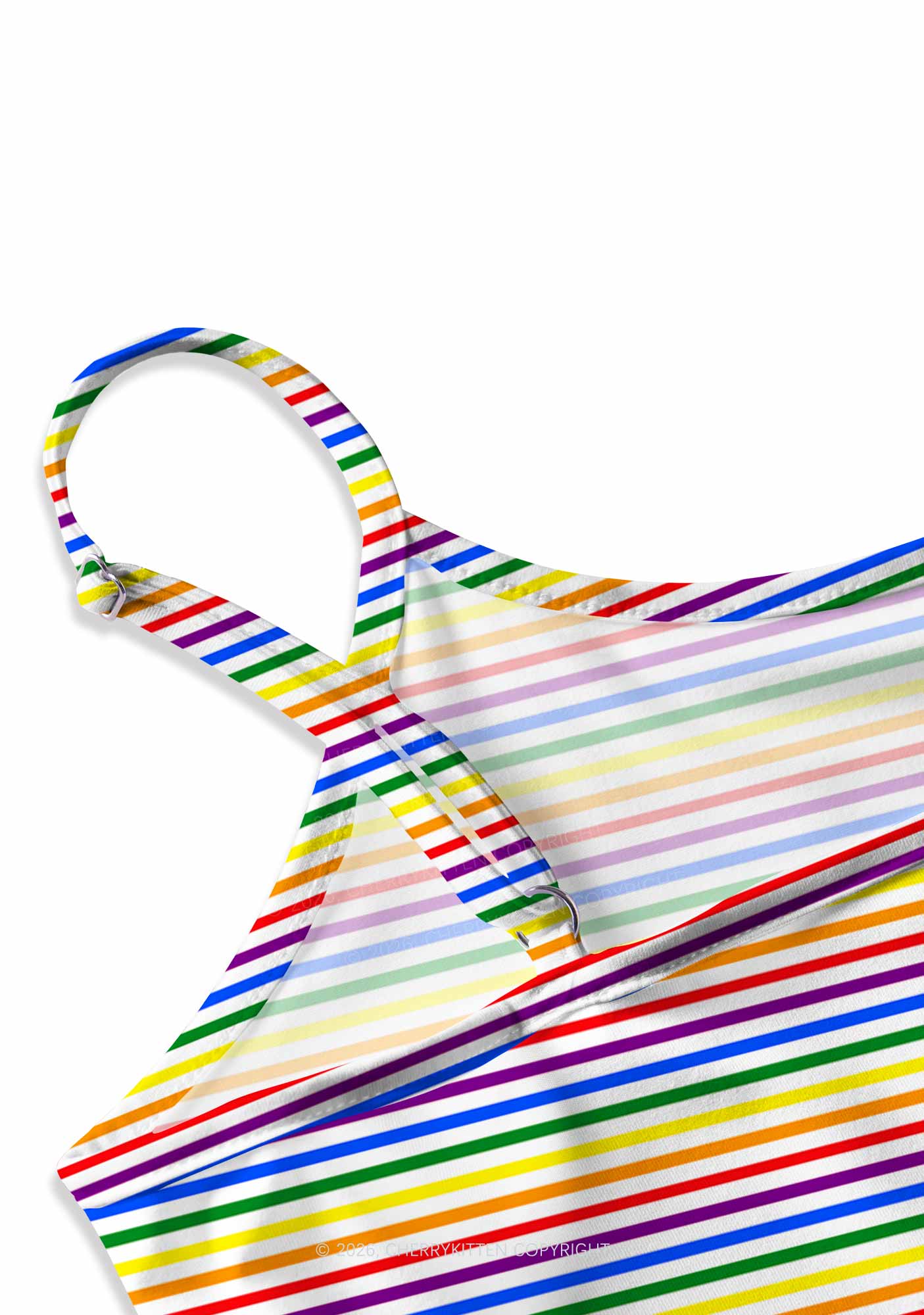 Rainbow Stripes Pride Y2K Print Cami Crop Top Cherrykitten