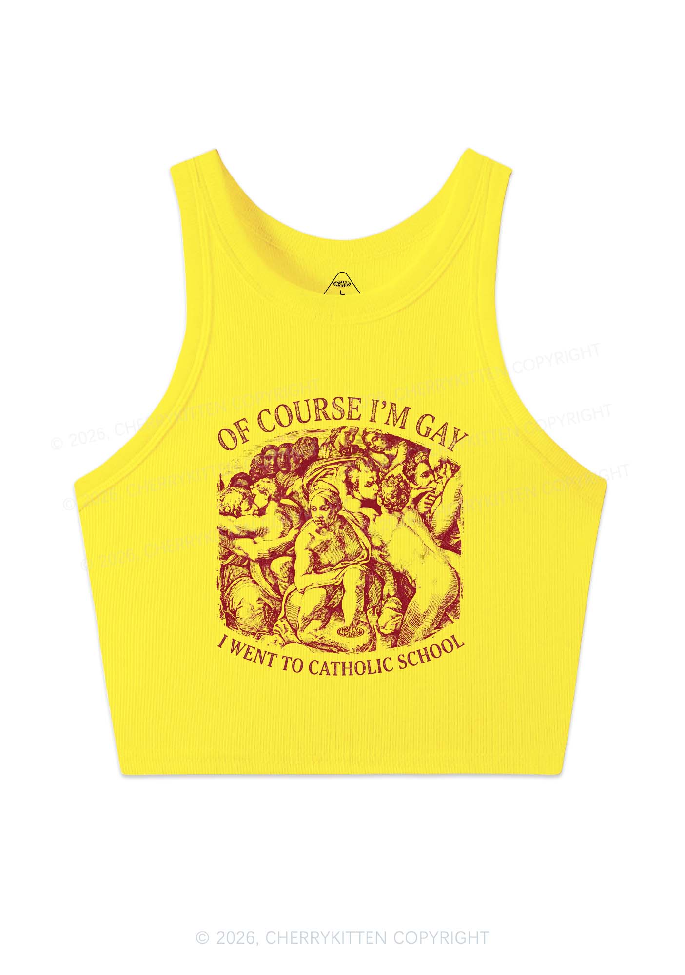Of Course Im Gay l Pride Y2K Crop Tank Top Cherrykitten