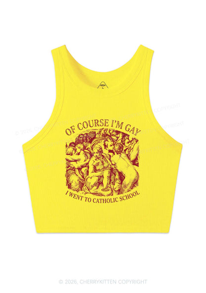 Of Course Im Gay l Pride Y2K Crop Tank Top Cherrykitten