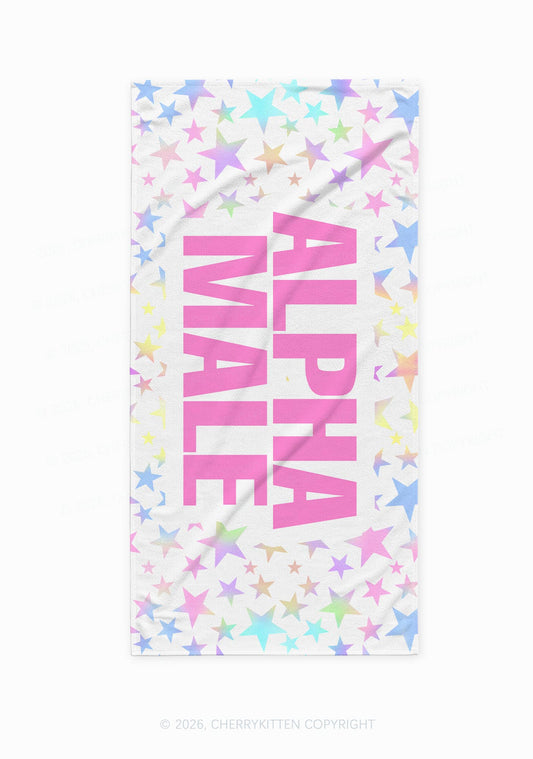 Pastel Star Alpha Male Y2K Beach Towel Cherrykitten