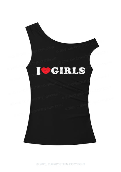 I Love Girls Pride Y2K Off Shoulder Tank Top Cherrykitten