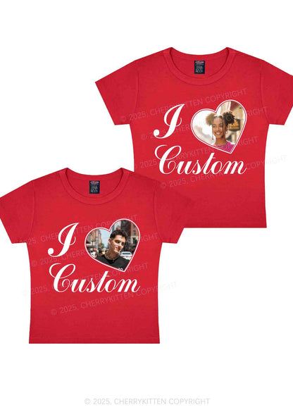 I Love Custom Heart Photo Y2K Valentine's Day Baby Tee Cherrykitten