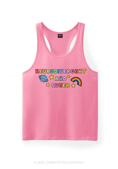 Neurodivergent And Queer Pride Y2K Men Racerback Tank Top Cherrykitten