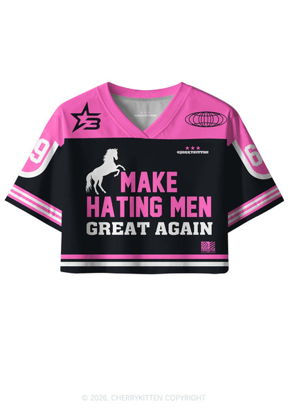 Make Hating Men Great Again Y2K Crop Sport Jersey Shirts Cherrykitten