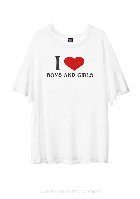 I Love Boys and Girls Pride Y2K Sheer Boyfriend Tee Cherrykitten