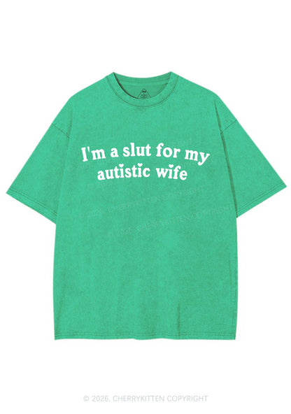 Slxt For My Autistic Wife Y2K Shirts Washed Tee Cherrykitten