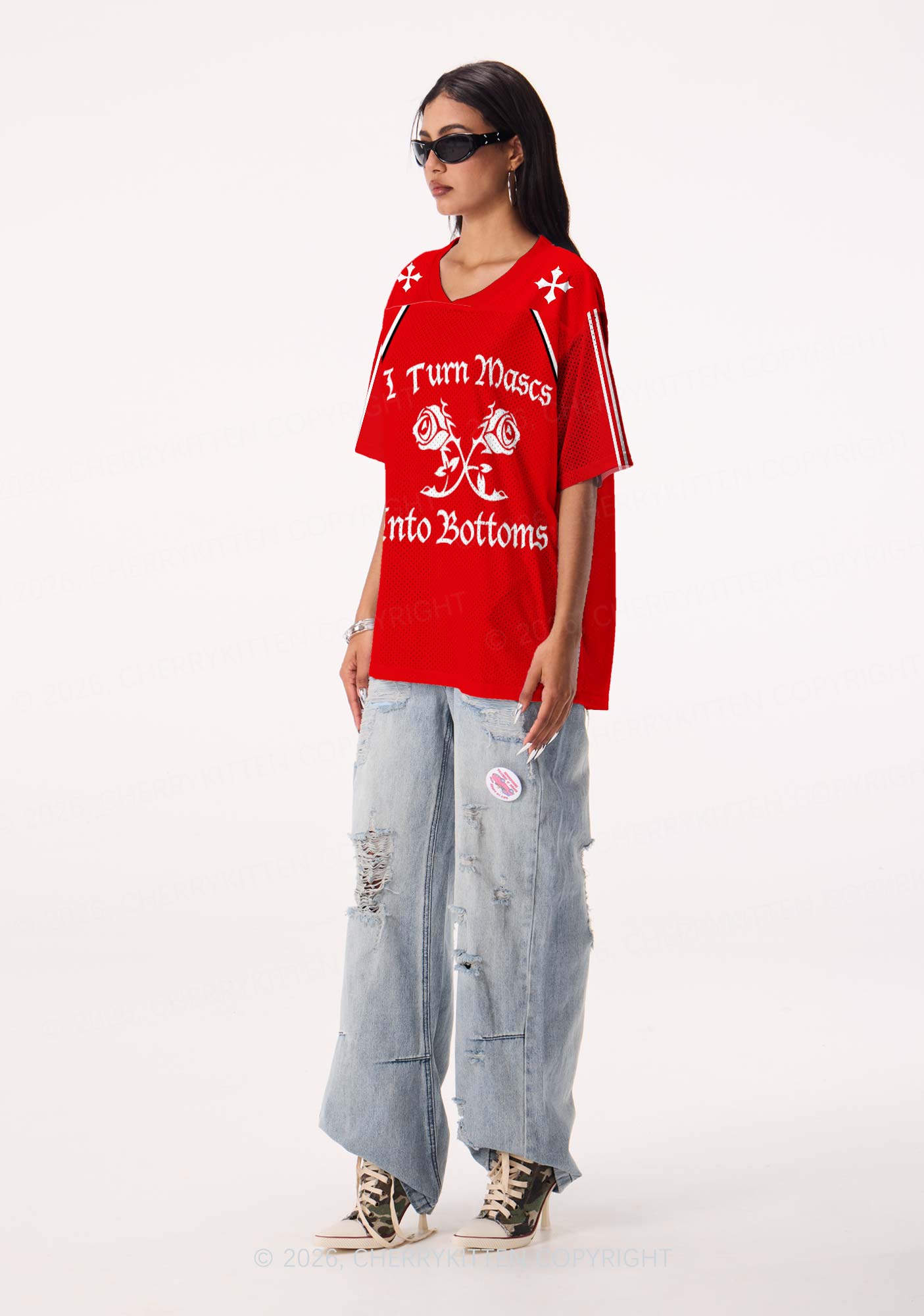 I Turn Mascs Into Bottoms Pride Y2K Sport Jersey Shirts Cherrykitten