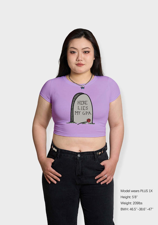 Curvy Here Lies My GPA Baby Tee