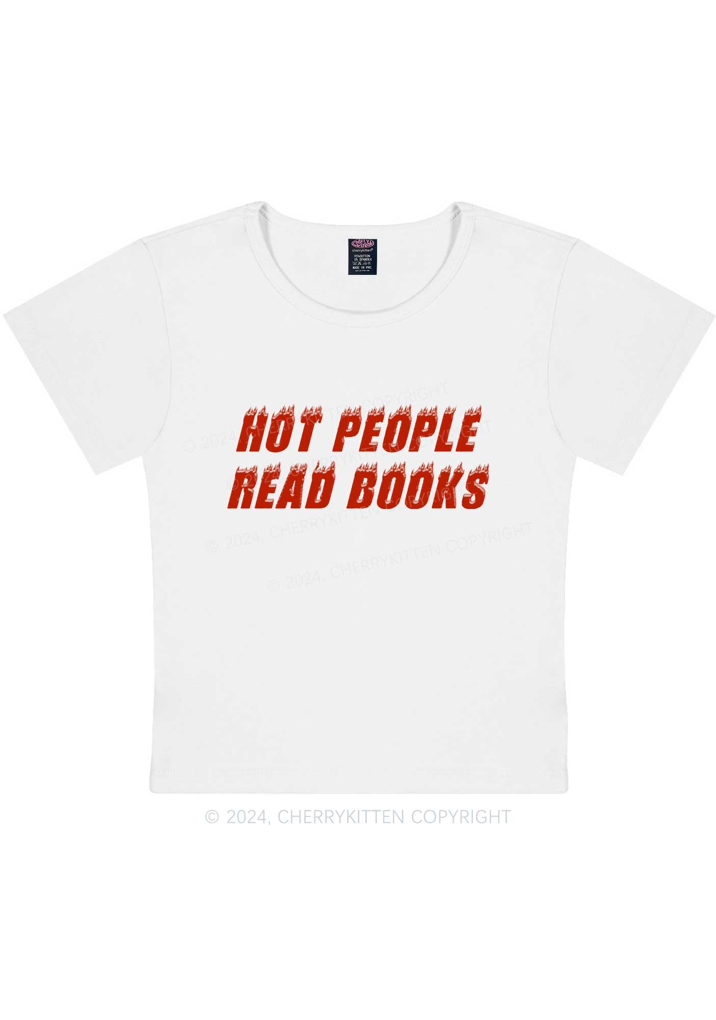 Hot People Read Books Y2K Baby Tee Cherrykitten