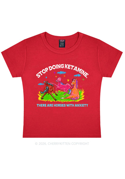 Horses With Anxiety Y2K Baby Tee Cherrykitten