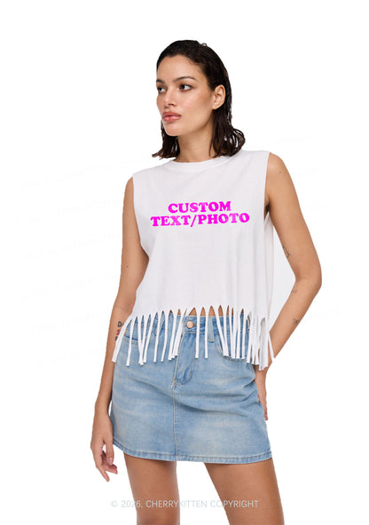Custom Personalized Text Y2K Fringe Tank Top Cherrykitten