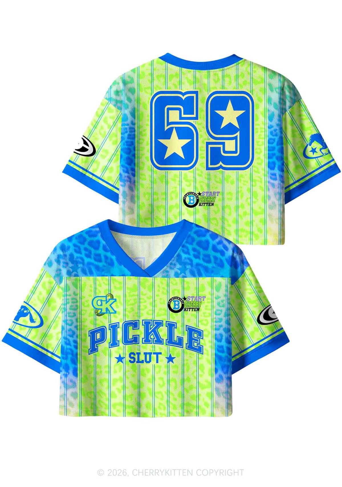 Green Pickle Slxt Y2K Crop Sport Jersey Shirts Cherrykitten