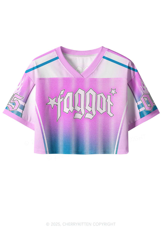 Custom Blue Gradient Faggot Pride Y2K Crop Sport Jersey Shirts Cherrykitten