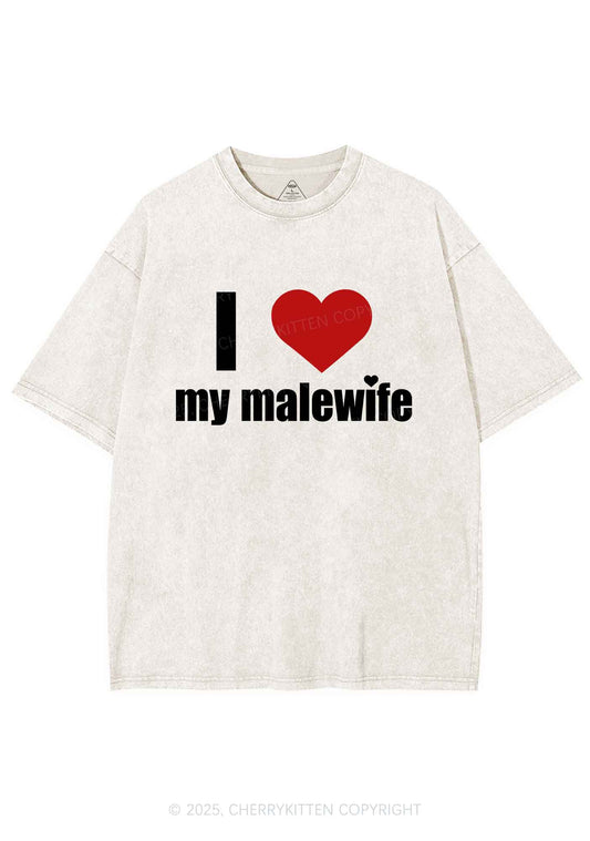 I Love My Malewife Pride Y2K Shirts Washed Tee Cherrykitten