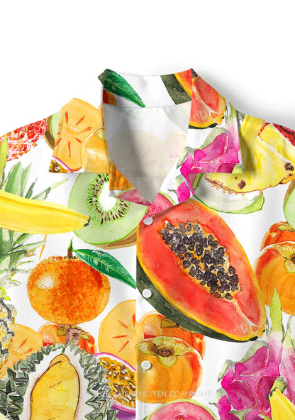 Tropical Fruit Pride Y2K Print Hawaiian Shirt Cherrykitten