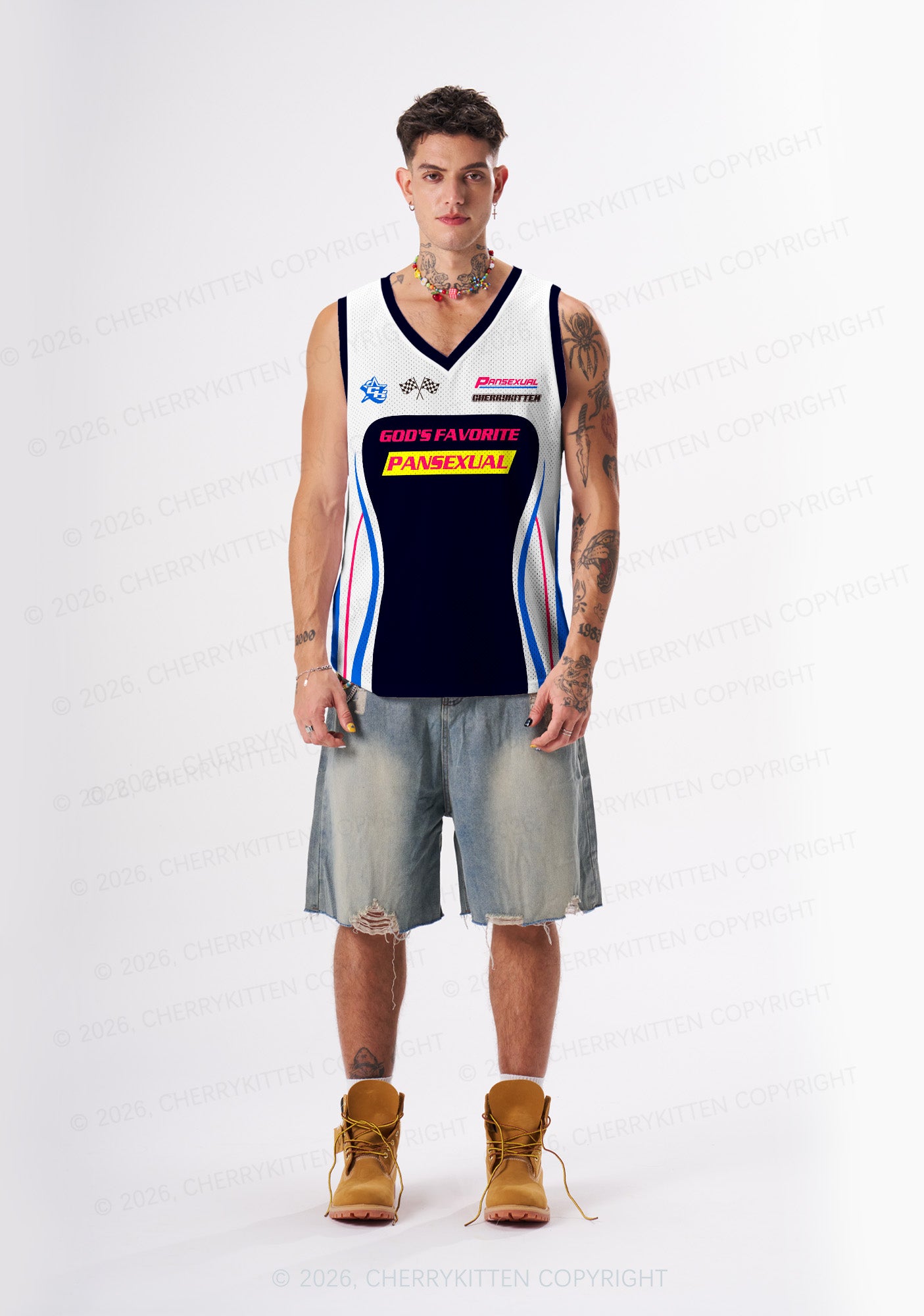 Gods Favorite Pansexual Pride Y2K Sport Jersey Tank Cherrykitten
